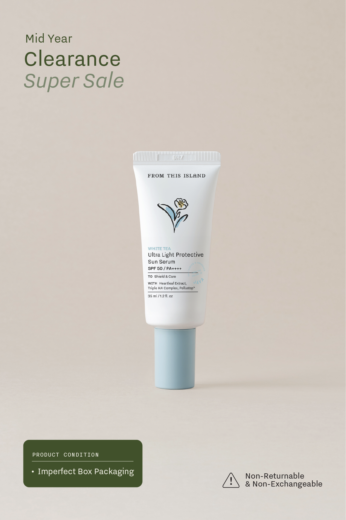 (Imperfect Box Packaging) From This Island White Tea Ultra Light Protective Sun Serum